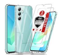 LeYi Cover per Samsung Galaxy A16 5G/4G con 2 Vetro Temperato(Trasparente) | Custodia Armor Clear Silicone Morbida Puro Soft TPU Gel Bumper Originale Slim Crystal Antiurto Case per Telefono Samsung A 16