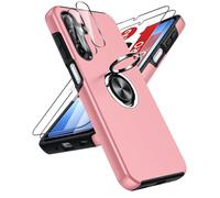 LeYi Cover per Samsung A17/A 17 con 2 Vetri Temperati - Custodia TPU+PC con Anello Girevole 360°, Protezione Militare Antiscivolo per Galaxy A17/A 17, Rosa