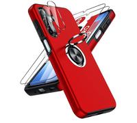 LeYi Cover per Samsung A17/A 17 con 2 Vetri Temperati - Custodia TPU+PC con Anello Girevole 360°, Protezione Militare Antiscivolo per Galaxy A17/A 17, Rosso