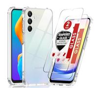 LeYi Cover per Samsung Galaxy A25 5G con 2 Vetro Temperato, Custodia Antiurto Trasparente TPU Bumper Originale Slim Crystal Protettiva Cover per Samsung A25 5G