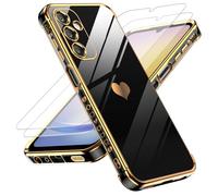 LeYi Cover per Samsung Galaxy A25 5G Custodia con Vetro Temperato [2 Pack], Amore Cuore Paraurti Morbido TPU Sottile Case con Protezione Fotocamera per Samsung A 25 Donne, Nero