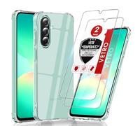 LeYi Cover per Samsung Galaxy A26 5G con 2 Vetro Temperato(Trasparente) | Custodia Armor Clear Silicone Morbida Puro Soft TPU Gel Bumper Originale Slim Crystal Antiurto Case per Telefono Samsung A 26