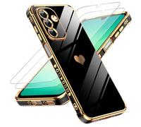 LeYi Cover per Samsung Galaxy A26 5G Custodia con Vetro Temperato [2 Pack], Amore Cuore Paraurti Morbido Silicone TPU Sottile Case con Protezione Fotocamera per Samsung A26 Donne, Nero