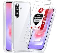 LeYi Cover per Samsung Galaxy A27 5G con 2 Vetro Temperato, Custodia Armor Trasparente Silicone Morbida Puro Soft TPU Gel Bumper Originale Slim Crystal Antiurto Case per Telefono Samsung A 27 5G