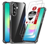 LeYi Cover per Samsung Galaxy A27 5G con 2 Vetro Temperato (Nero) | Custodia Armor Clear Silicone Morbida Puro Soft TPU Gel Bumper Originale Slim Crystal Antiurto Case per Telefono Samsung A 27