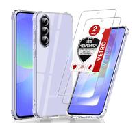 LeYi Cover per Samsung Galaxy A36 5G con 2 Vetro Temperato, Custodia Armor Trasparente Silicone Morbida Puro Soft TPU Gel Bumper Originale Slim Crystal Antiurto Case per Telefono Samsung A36 5G