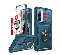 LeYi Cover per Samsung Galaxy A36 5G con Vetro Temperato [2 Pack],Custodia per Samsung A 36 con Protezione Fotocamera [Slidable] Antiurto Grado Militare 360° Anello Supporto TPU Bumper Custodie Blu