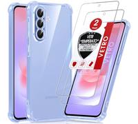 LeYi Cover per Samsung Galaxy A37 5G con 2 Vetro Temperato (Blu) | Custodia Armor Clear Silicone Morbida Puro Soft TPU Gel Bumper Originale Slim Crystal Antiurto Case per Telefono Samsung A 37