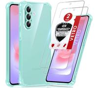 LeYi Cover per Samsung Galaxy A37 5G con 2 Vetro Temperato (Verde) | Custodia Armor Clear Silicone Morbida Puro Soft TPU Gel Bumper Originale Slim Crystal Antiurto Case per Telefono Samsung A 37