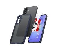 LeYi Cover per Samsung Galaxy A56 5G con 2 Vetro Temperato, Custodia per Samsung A 56 Protezione Fotocamera Traslucida Opaca Anti-Impronte Antigraffi TPU Bumper Antiurto Protettiva Case，Blu