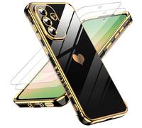LeYi Cover per Samsung Galaxy A56 5G Custodia con Vetro Temperato [2 Pack], Amore Cuore Paraurti Morbido Silicone TPU Sottile Case con Protezione Fotocamera per Samsung A56 Donne, Nero