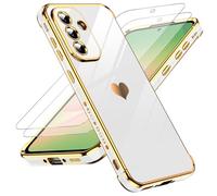LeYi Cover per Samsung Galaxy A56 5G Custodia con Vetro Temperato [2 Pack], Amore Cuore Paraurti Morbido Silicone TPU Sottile Case con Protezione Fotocamera per Samsung A56 Donne, Bianco