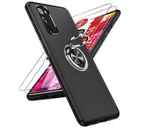 LeYi Cover per Samsung Galaxy S20 FE con Vetro Temperato[2 Pack], Custodia Grado Militare Armour Metallo Anello Supporto TPU+PC Antiurto Silicone Custodie Bumper Case per Samsung S20 FE Nero