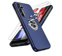 LeYi Cover per Samsung Galaxy S23 FE con [2 Pack] Vetro Temperato e Protezione Fotocamera, Custodia Anello Supporto Antiurto TPU Silicone Bumper Case Silicone Custodie per S 23 FE, Blu