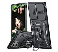 LeYi Cover per Samsung Galaxy S23 Ultra, Custodia con Protezione Fotocamera [Slidable] Antiurto Grado Militare Magnetica Anello Supporto TPU Bumper Silicone Custodie Nero
