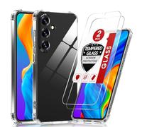 LeYi Cover per Samsung Galaxy S25 con 2 Vetro Temperato, Custodia Armor Trasparente Silicone Morbida Puro Soft TPU Gel Bumper Originale Slim Crystal Antiurto Case per Telefono Samsung S 25