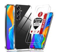 LeYi Cover per Samsung Galaxy S25 Plus con 2 Vetro Temperato, Custodia Armor Trasparente Silicone Morbida Puro Soft TPU Gel Bumper Originale Slim Crystal Antiurto Case per Telefono Samsung S25 Plus