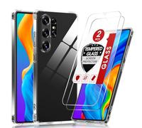 LeYi Cover per Samsung Galaxy S25 Ultra con 2 Vetro Temperato, Custodia Armor Trasparente Silicone Morbida Puro Soft TPU Gel Bumper Originale Slim Crystal Antiurto Case per Telefono Samsung S25 Ultra