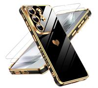 LeYi Cover per Samsung Galaxy S26 Ultra 4G/5G Custodia con Vetro Temperato [2 Pack], Amore Cuore Paraurti Morbido TPU Sottile Case con Protezione Fotocamera per Samsung S 26 Ultra 4G 5G Donne,Nero