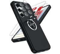 LeYi Cover per Samsung S25 FE/S 25 FE con 2 Vetri Temperati - Custodia TPU+PC con Anello Girevole 360°, Protezione Militare Antiscivolo per Galaxy S25 FE/S 25 FE, Nero