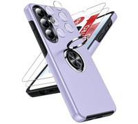 LeYi Cover per Samsung S26 Plus con 2 Vetri Temperati - Custodia TPU+PC con Anello Girevole 360°, Protezione Militare Antiscivolo per Galaxy S26 Plus, Viola