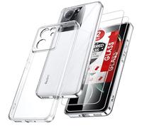 LeYi Cover per Xiaomi 13T/13T Pro con 2 Vetro Temperato, Soft Custodia Ultra-Sottile Silicone TPU Bumper Originale Slim Crystal Clear Antiurto Protettiva Case per Xiaomi 13 T Pro,Trasparente