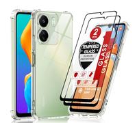 LeYi Cover per Xiaomi Redmi 13C /Poco C65 con 2 Vetro Temperato Proteggi Schermo, Custodia Trasparente Sottile Silicone TPU Bumper Originale Slim Crystal Antiurto Case per Telefono Redmi 13 C