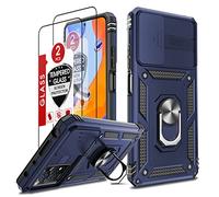 LeYi Cover per Xiaomi Redmi Note 11 Pro 5G/4G con 2 Pellicola Vetro Temperato,Custodia con Protezione Fotocamera [Slidable] Antiurto Militare 360°Magnetica Anello Supporto Silicone Custodie Blu