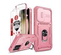 LeYi Custodia per Galaxy S23-FE: compatibile con Samsung Galaxy S23 FE con pellicola protettiva X 2 e supporto magnetico, custodia protettiva a doppio strato per cellulare S23FE per Cell S 23 FE, rosa
