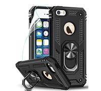 LeYi Custodia per iPhone SE / 5S / 5 Cover, Girevole Regolabile Ring Armor Bumper TPU Case Magnetica Supporto Smartphone Silicone Custodie con HD Pellicola Per Apple iphone SE/5S/5 Case Nero