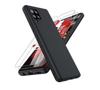 Leyi - Custodia per Samsung A42 5G, con 2 pellicole proteggi schermo in vetro temperato per donne e uomini, custodia sottile in silicone liquido per A42 Samsung 5G, colore: Nero