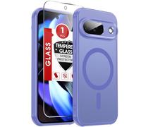 LeYi Custodia per telefono Google Pixel-9: custodia Pixel 9 con pellicola protettiva, [Mag-Safe Fit] opaca traslucida morbida al tatto e corpo intero antiurto per custodia per telefono Pixel 9, blu