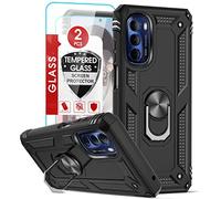 LeYi Custodia protettiva per Moto G Stylus 2022, Motorola G Stylus 2022 5G con 2 pellicole protettive in vetro temperato, grado militare, con supporto magnetico per Moto G Stylus 5G 2022, nero