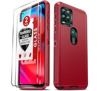 LeYi G Stylus 5G, custodia per Moto G Stylus 5G 2021 con [2 confezioni] pellicole protettive in vetro temperato, 3 in 1 in 1 in gomma antipolvere robusta protezione Defender G Stylus 5G 2021, rosso