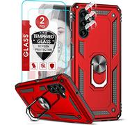 LeYi per Cover Samsung Galaxy A13 5G/A04s/M13 5G/A04 Custodia con 2 Vetro Temperato+2 Pellicola Fotocamera, Grado Militare 360° Magnetica Anello Ring Supporto Case TPU Bumper Silicone Custodie Rossa