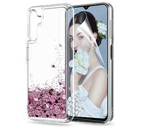 LeYi per Cover Samsung Galaxy A14 5G Custodia Glitter con HD Pellicola Protettiva, Brillantini Silicone Sabbie Mobili Antiurto Bumper TPU Case Donna Ragazza per Samsung Galaxy A14 5G Rosa