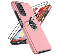 LeYi per Cover Xiaomi Redmi Note 11 PRO con Vetro Temperato [2 Pack], Custodia Antiurto Militare Supporto Anello Robusta TPU Silicone Bumper Case Custodie per Redmi Note 11 PRO Rosa
