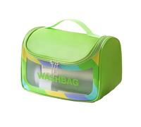 LEYILE Borsa per trucco Borsa cosmetica da viaggio Borsa da toilette impermeabile Borsa da toilette in pelle PU Organizzatori di trucco Borsa per cosmetici di grande capacità, Verde, 22* 16* 5cm