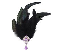 LEYILE Cerchietto per capelli 2 in 1 da donna con piume e strass, per Halloween, cosplay, fascia per capelli medievale a forma di piuma