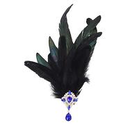 LEYILE Cerchietto per capelli 2 in 1 da donna con piume e strass, per Halloween, cosplay, fascia per capelli medievale a forma di piuma