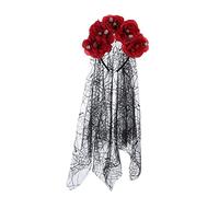 LEYILE Fascia per capelli con teschio e corone di fiori per Halloween, fascia per capelli da donna