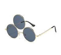 LEYILE Occhiali da sole rotondi colorati con tre lenti da sole per ragazze festa ragazze scattare foto Natale campeggio occhiali da sole, D