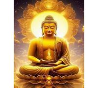 LEYIUYIU Kit per pittura con diamanti 5D perper adulti e bambini principianti DIY Lusso leggero fatto a mano Decorazioni murali per la casa - Statua di maestro zen religioso - 40x50cm