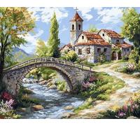 LEYIUYIU Pittura con diamanti 5D Kit Artigianato pittura DIY Lavoretti genitori-figli adulti bambini da Decorazione parete per - Ponte e Acqua Corrente - 40x50cm