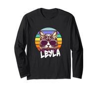 Leyla - Bel Nome da Ragazza con Un Gatto Cool Maglia a Manica