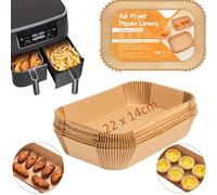 Leylve 125 pezzi Carta Forno per Friggitrice ad Aria, 22x14cm, Accessori per Friggitrice ad Aria Calda Compatibili con Ninja AF300EU AF400EU, Princess e Altre Friggitrici ad Aria a Doppia Zona