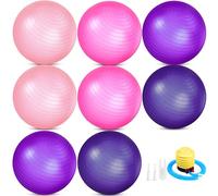 Leyndo 8 palline da yoga da 66 cm, con attrezzatura gonfiabile, con pompa rapida, anti scoppio, per gravidanza, parto, fitness, migliore equilibrio posturale, yoga, pilates (4 colori alla moda)