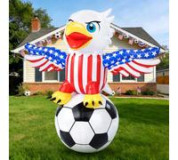 Leyndo Gonfiabili patriottici da 4,9 FT Eagle Soccer World 2026 Gonfiabili 4 luglio Decorazioni per esterni per Giorno della Memoria Patriottica Aquila Calcio Illuminato Decorazioni per Cortile
