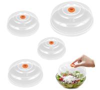 Leyrens 4 Pezzi Coperchio per microonde antischizzo, Coperchio Trasparente per Microonde con Fori per e Manico, Coprivivande, 4 Misure, Evitare Schizzi, per Riscaldare Gli Alimenti