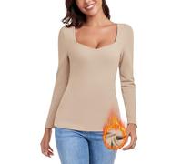 LEYSHE Maglia Termica Donna Intimo Termico Donna Invernale Sottogiacca Donna Maglia Donna Manica Lunga Maglia Maniche Lunghe Donna Sottogiacca,Cachi, S